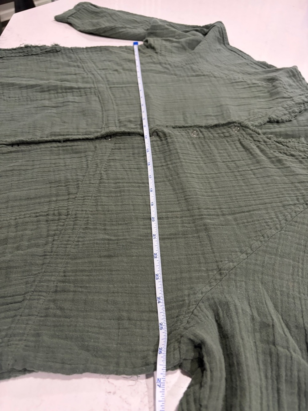 Natural Life Cotton Gauze Raw Hem Tunic with Pockets Green Size XL - Picture 4 of 10